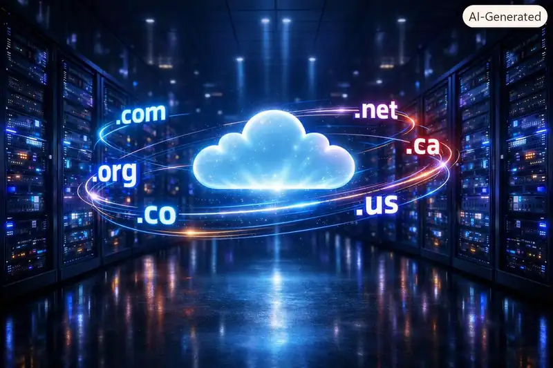 Server racks illustration with cloud storage